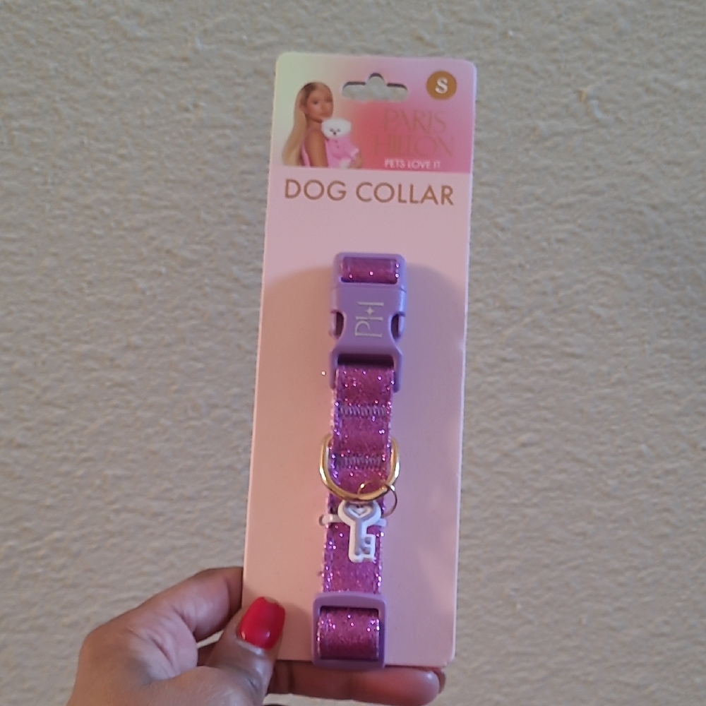 Paris Hilton Purple Glitter Dog Collar - Size Small